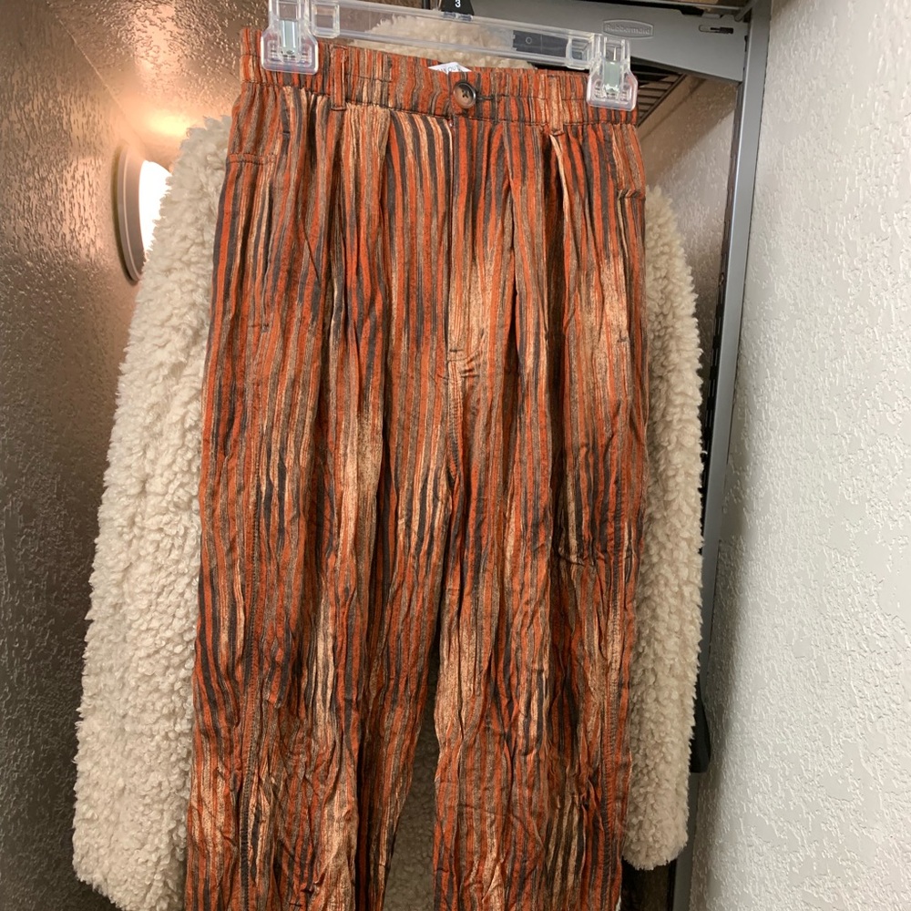 Orange button flowy pants